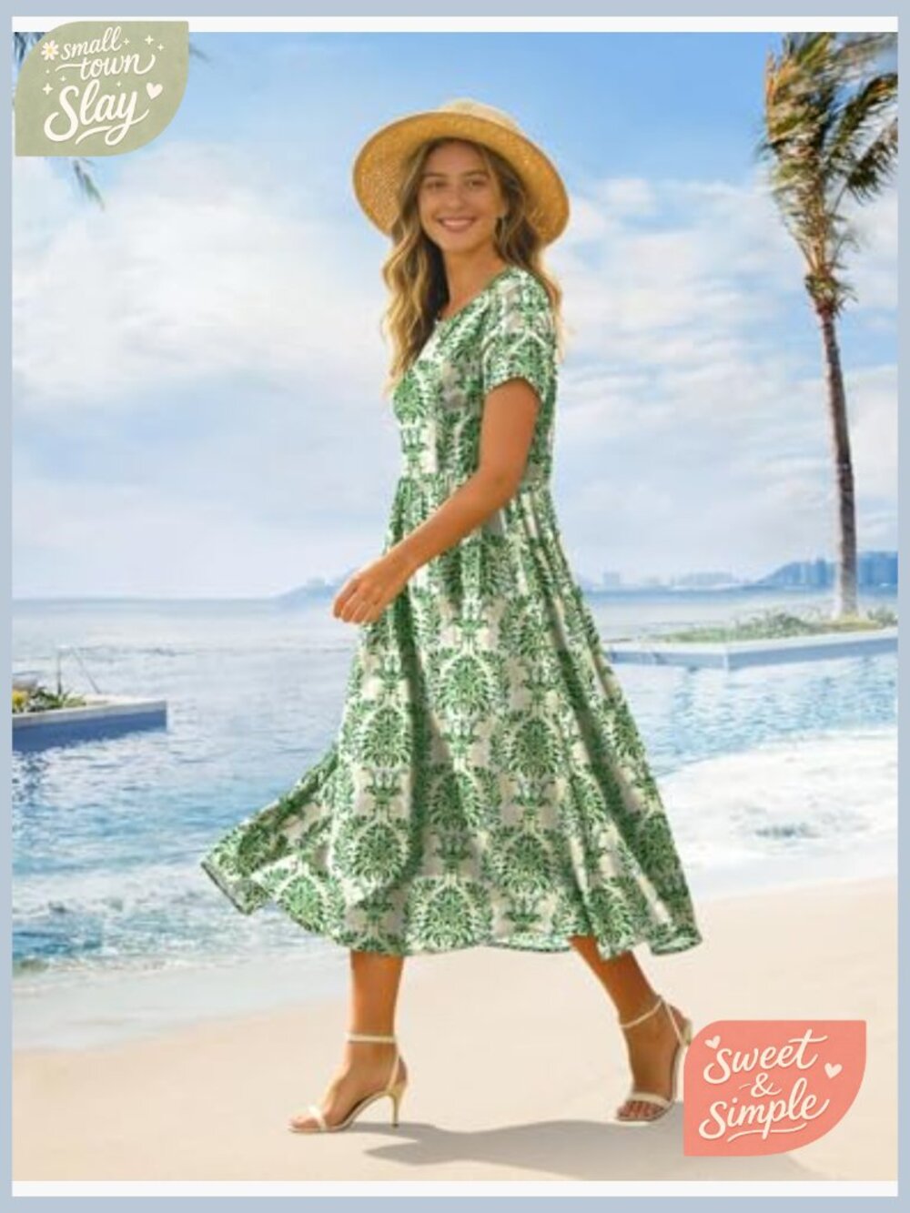 Boho Floral Maxi Dress with Pockets Beach Vacation Casual Loose - Picture 2 of 7